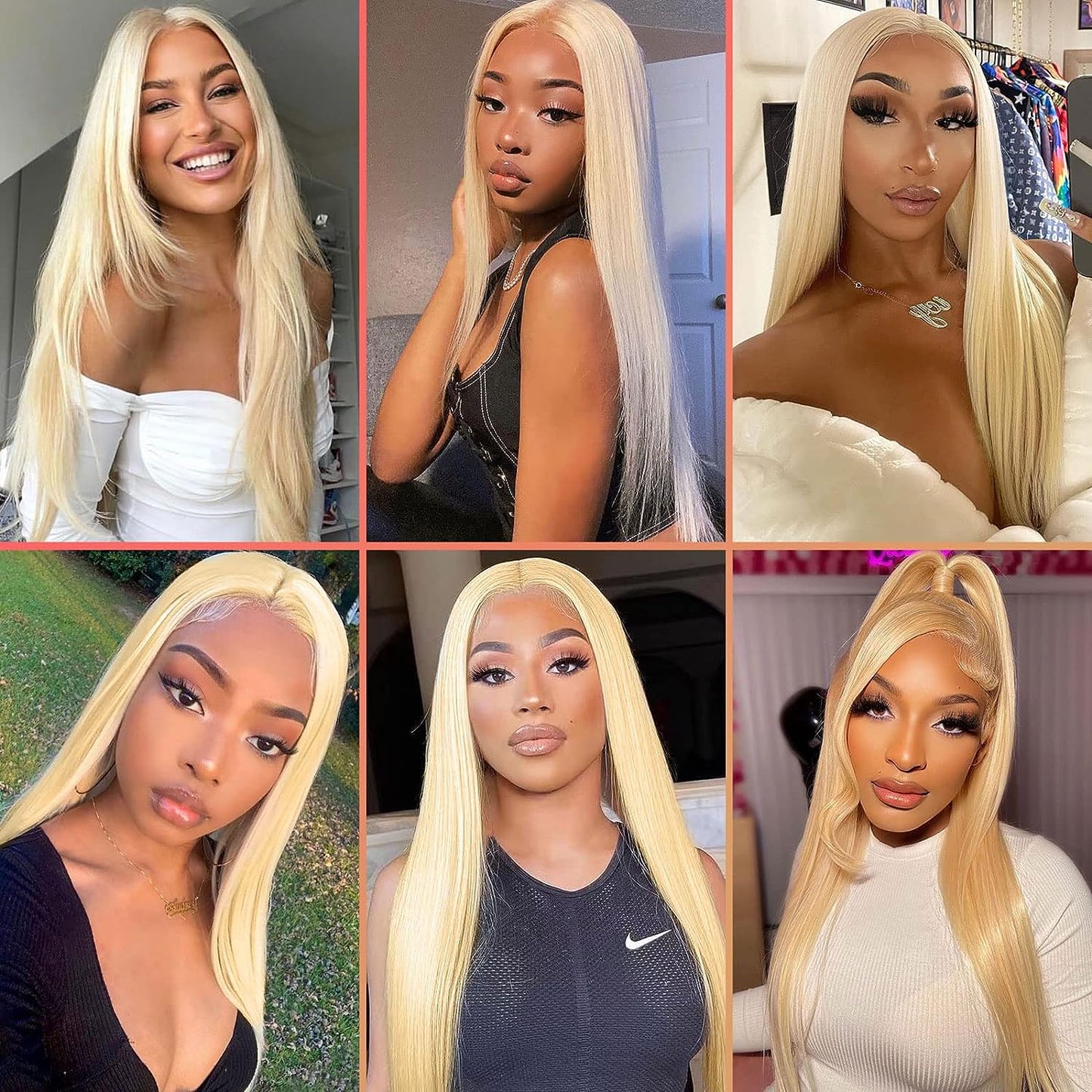 Lixir 12A Grade Ombre Blonde ™ 613 Perruque Lace Front Sans Colle 4 X 4 Blonde Européenne Densité 180 Cheveux Humains 