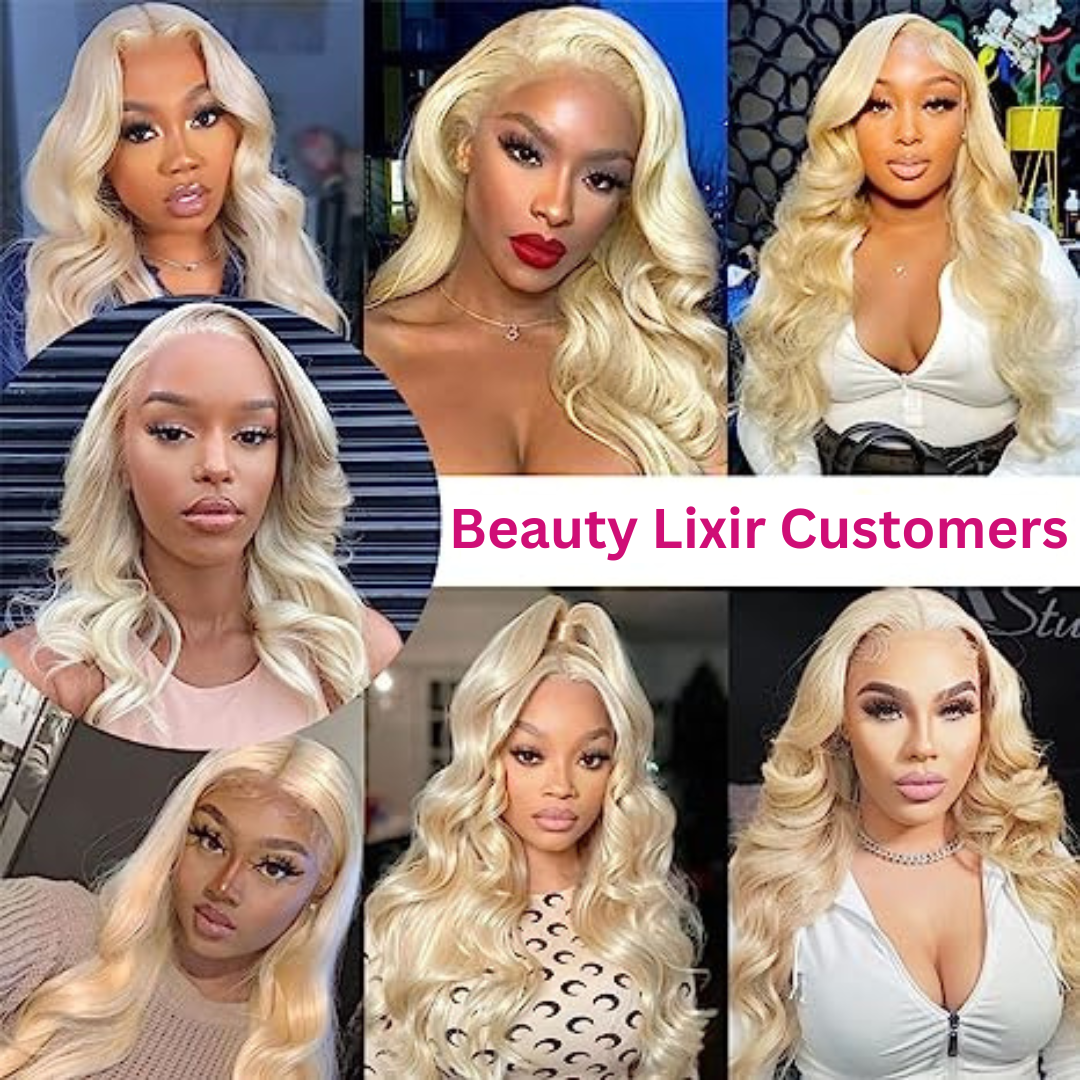 Lixir 12A Grade Ombre Blonde ™ 613 Perruque Lace Front Wig sans colle 13 X 4 Blonde européenne 180 Densité Cheveux Humains 