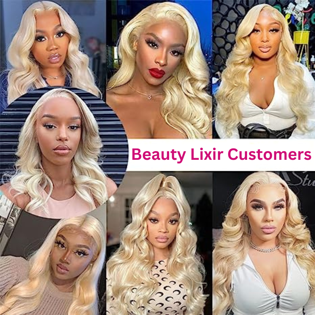 Lixir 12A Grade Ombre Blonde ™ 613 Perruque Lace Front Sans Colle 4 X 4 Blonde Européenne Densité 180 Cheveux Humains 