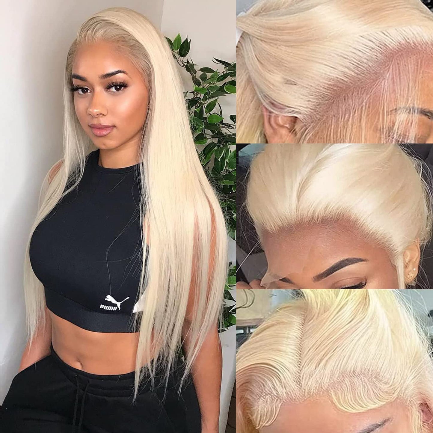 Lixir 12A Grade Ombre Blonde ™ 613 Perruque Lace Front Sans Colle 4 X 4 Blonde Européenne Densité 180 Cheveux Humains 