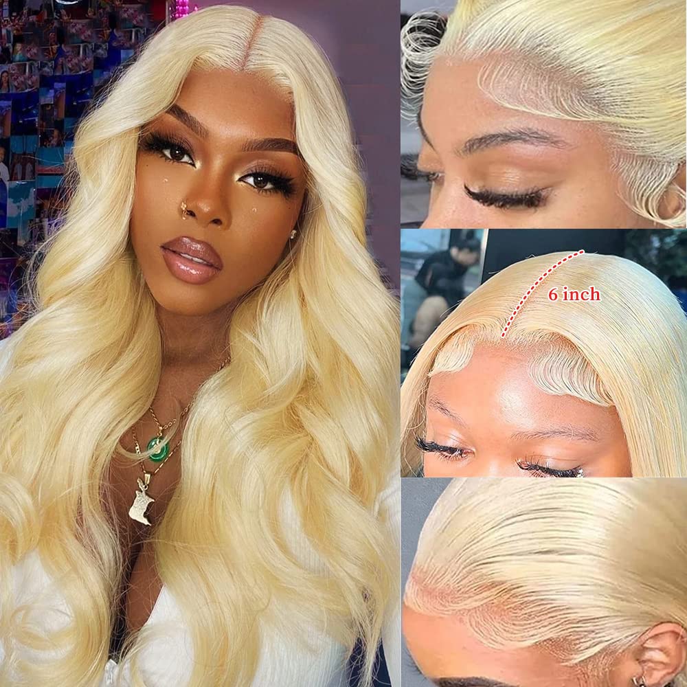 Lixir 12A Grade Ombre Blonde ™ 613 Perruque Lace Front Wig sans colle 13 X 4 Blonde européenne 180 Densité Cheveux Humains 