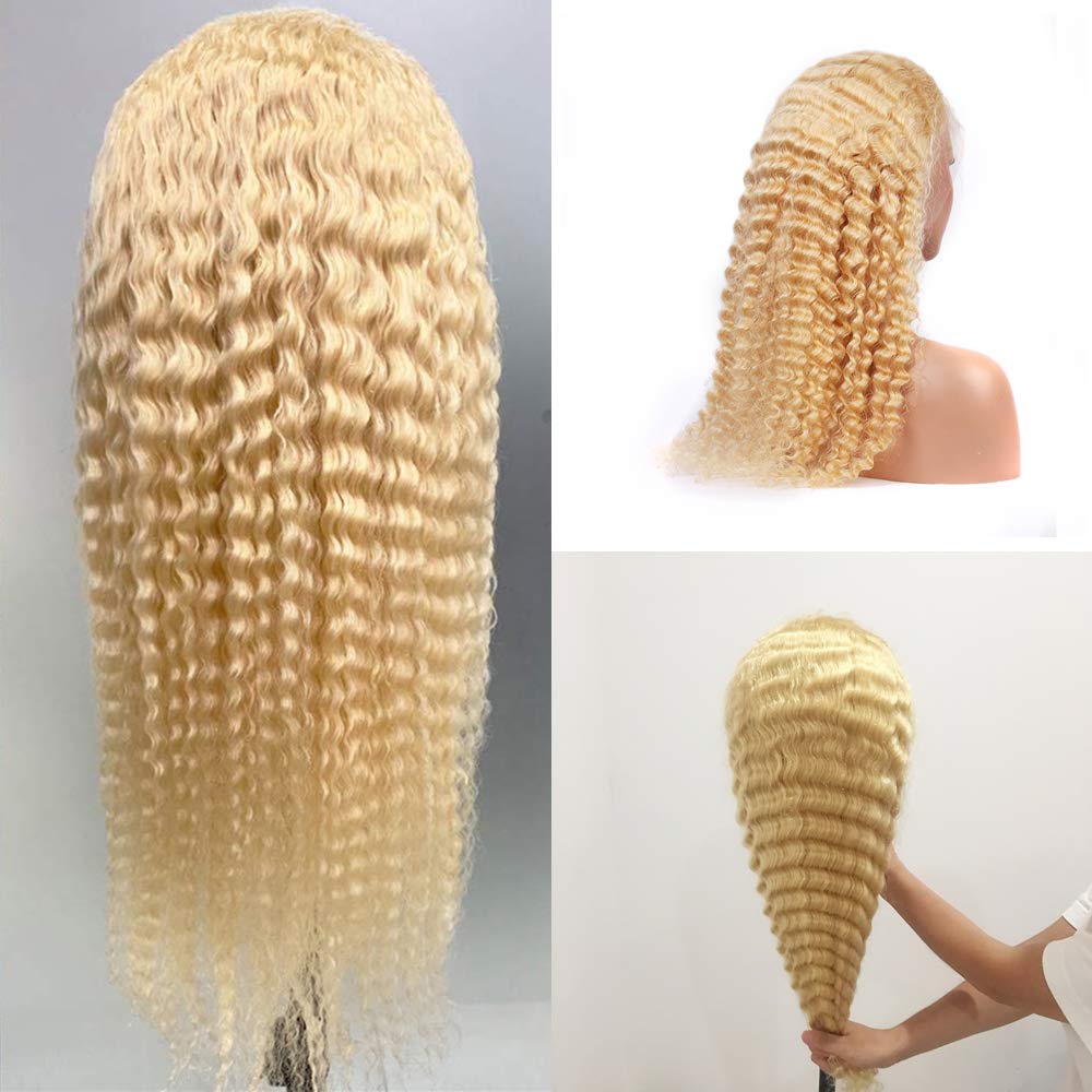 Lixir 12A Grade Ombre Blonde ™ 613 Perruque Lace Front Wig sans colle 13 X 4 Blonde européenne 180 Densité Cheveux Humains 